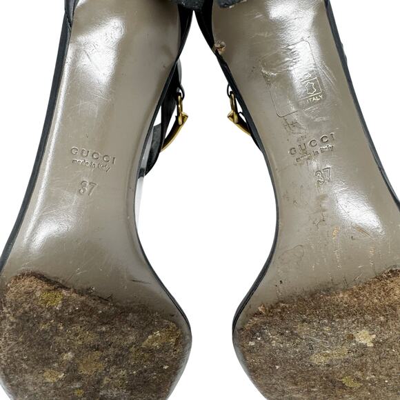 Gucci Black Ursula Horsebit Ankle Strap Heels – Size 37 (US 7) - Picture 6 of 10